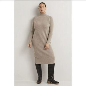 High Neck Knitted Midi Dress - Mink Melange Boden UK. Size US 6.